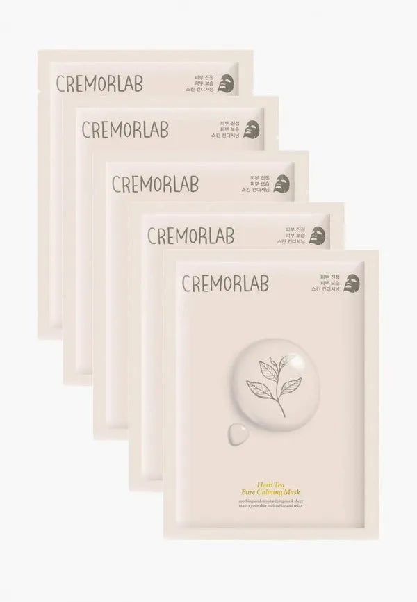Lot de masques en tissu Cremorlab Herb Tea Pure Calming, soins visage hydratants et apaisants skincare coreenne