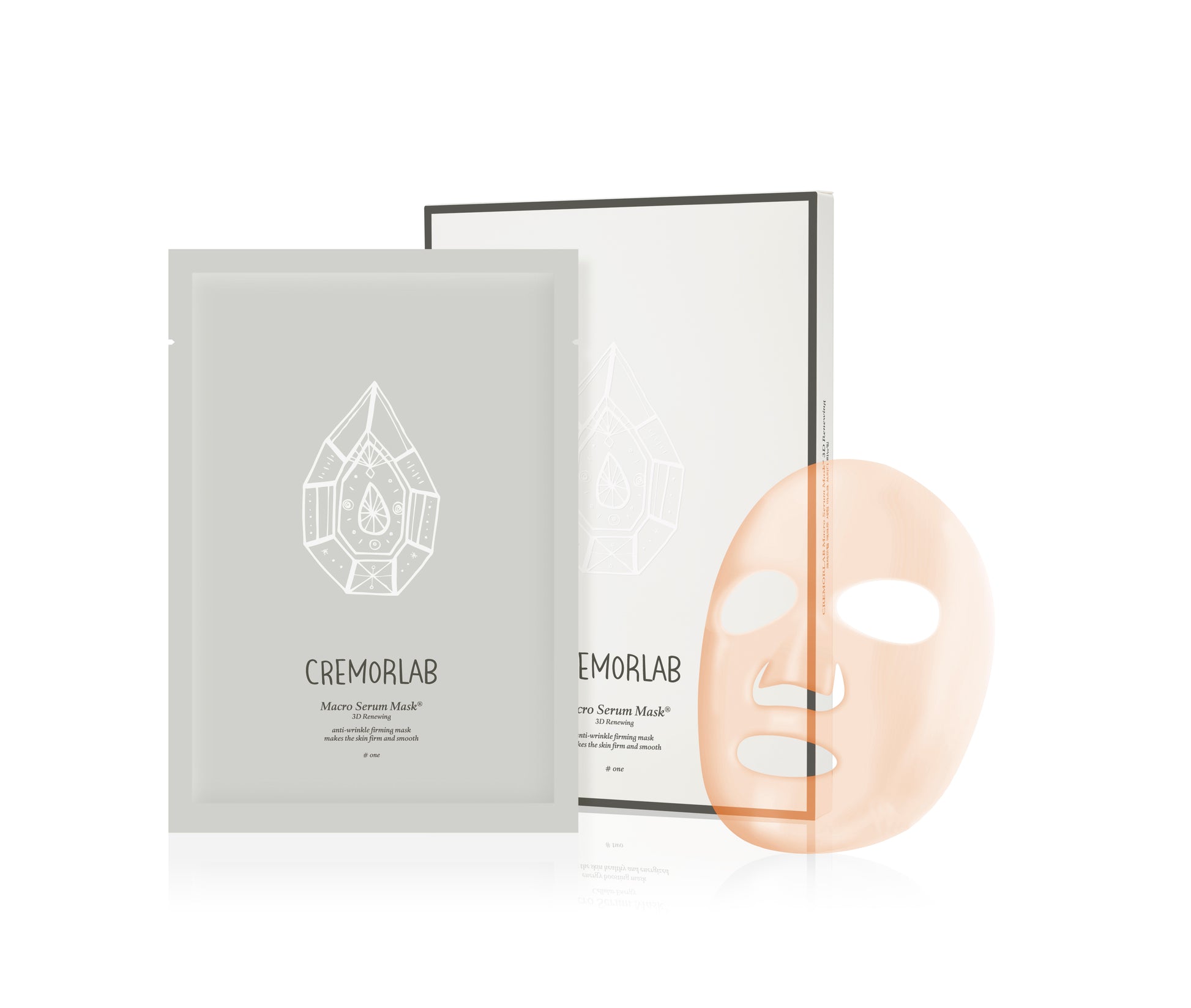 Masque en tissu Cremorlab Macro Serum 3D Renewing, soin visage hydratant et régénérant effet seconde peau skincare coreenne