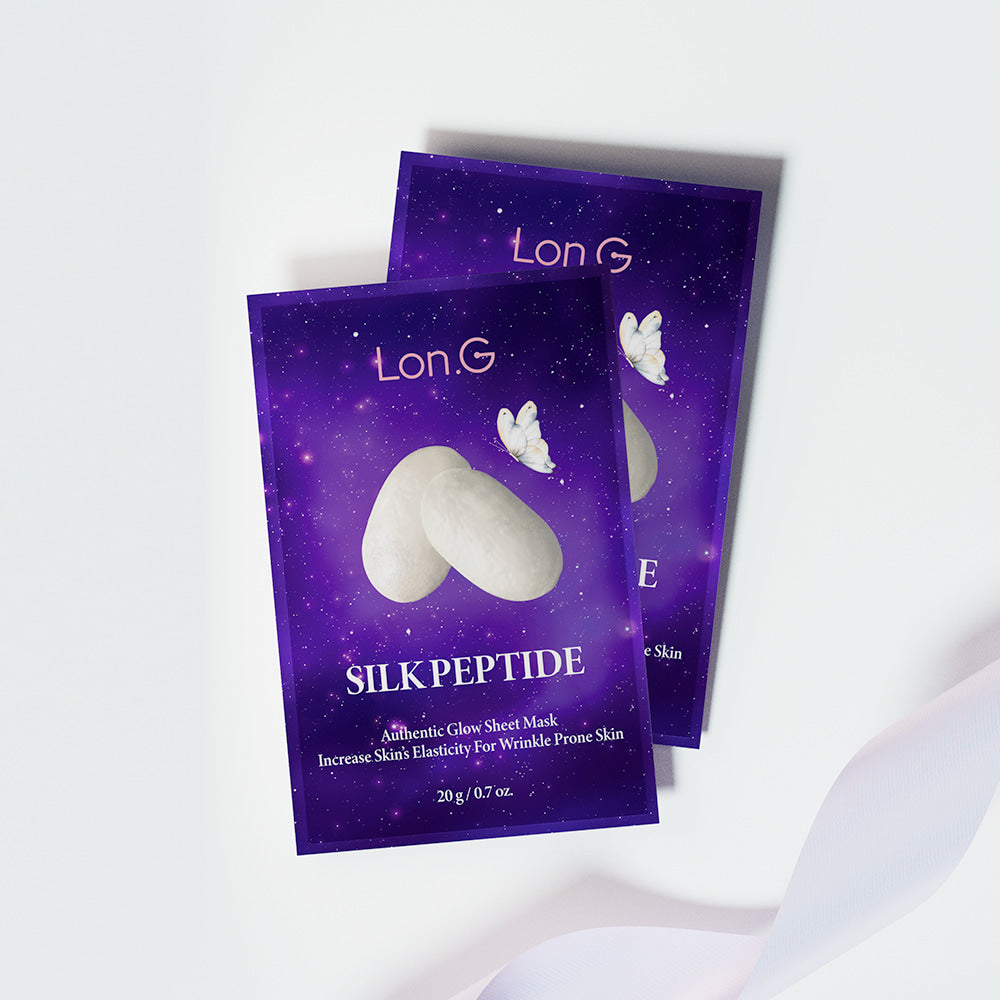 Masques visage Silk Peptide Lon.G en duo, soin anti-âge pour améliorer l’élasticité de la peau