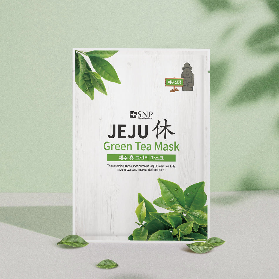 Masque visage Jeju Green Tea aux feuilles de thé vert, soin apaisant et hydratant coréen