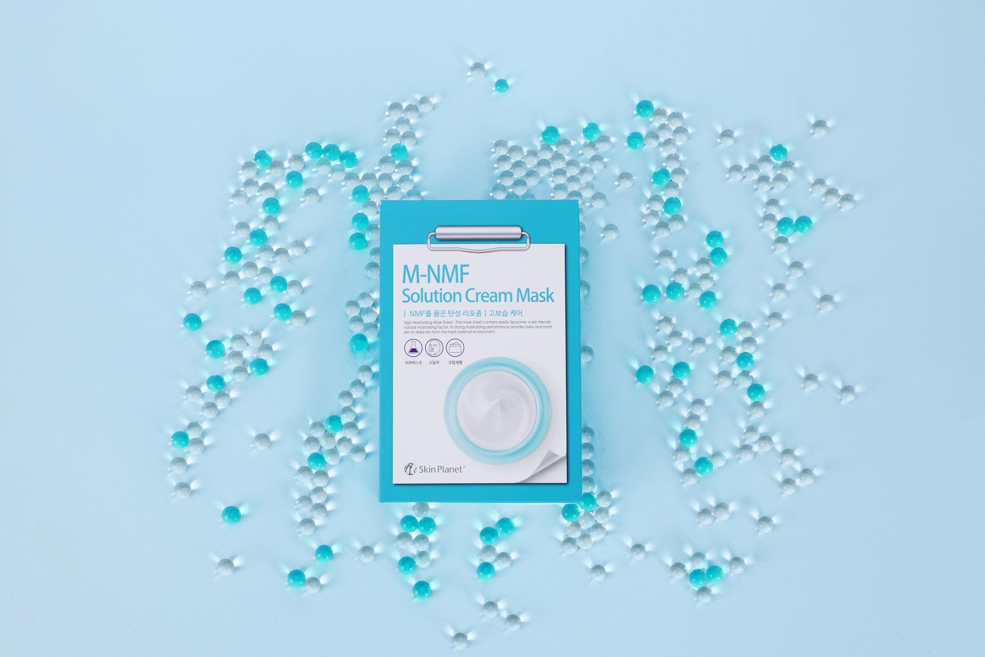 Masque M-NMF Solution Cream Mask avec billes hydratantes illustrant les actifs