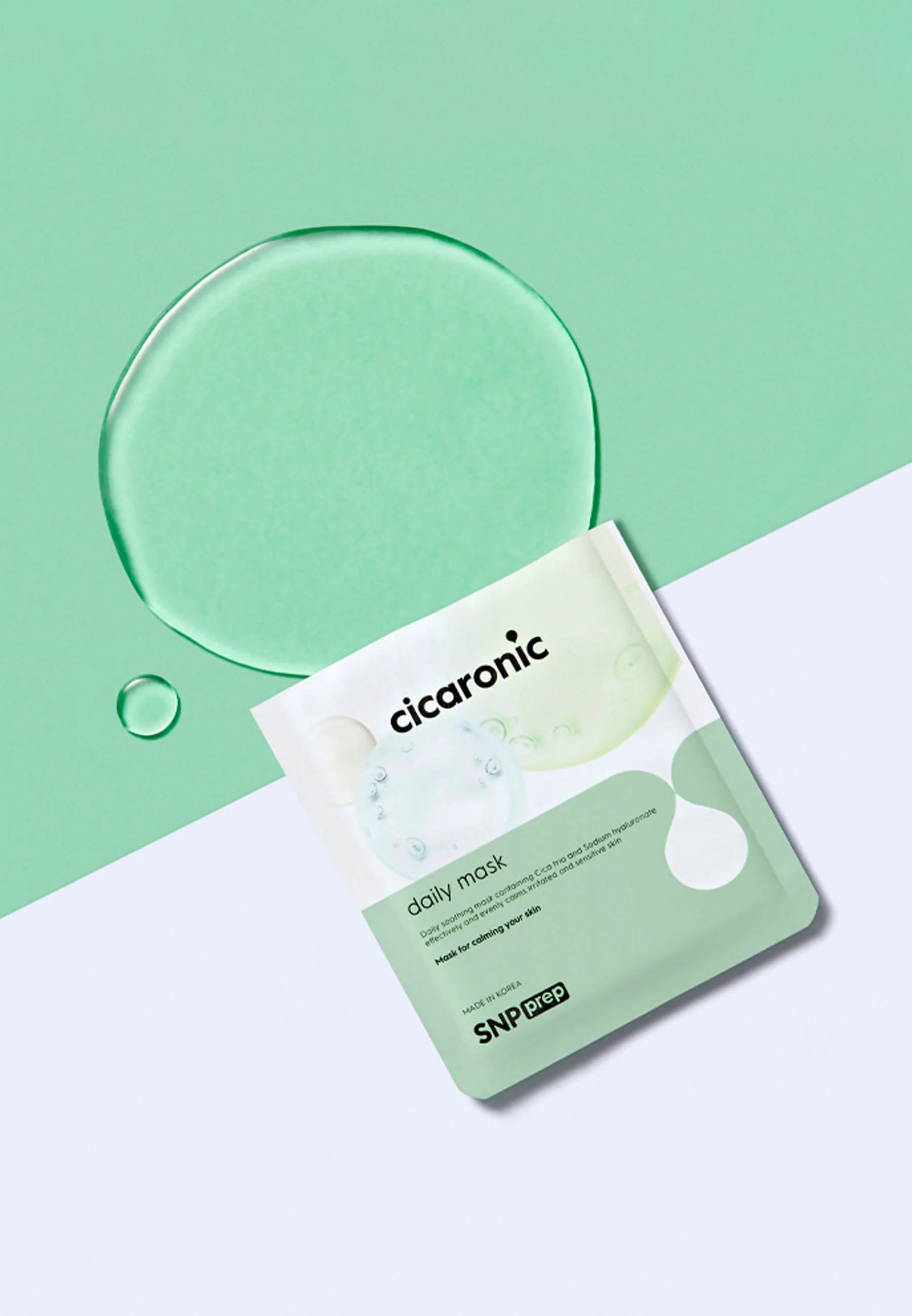 Masque visage Cicaronic à la cica avec texture gel hydratante pour peau sensible